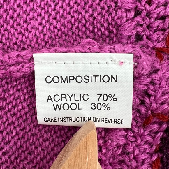MASTINA Cardigan Wool Blend knitted Fuchsia Crochet Detail Sweater - Picture 10 of 14